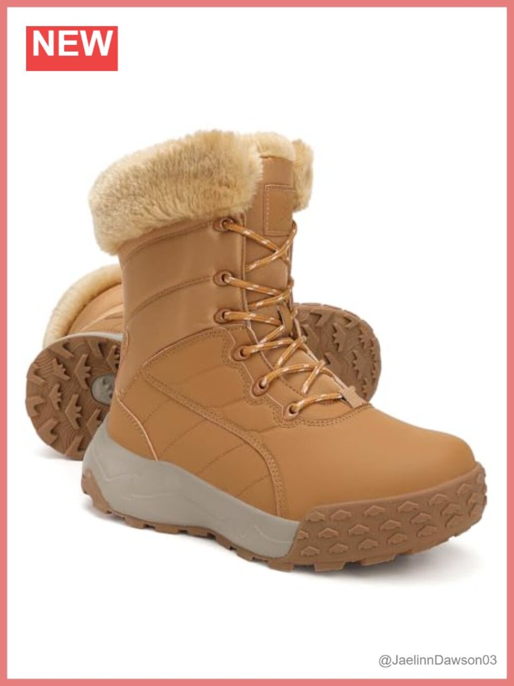 Waterproof Winter Snow Boots for Women Anti-Slip Fur-Lined Lace-Up Ankle Boots